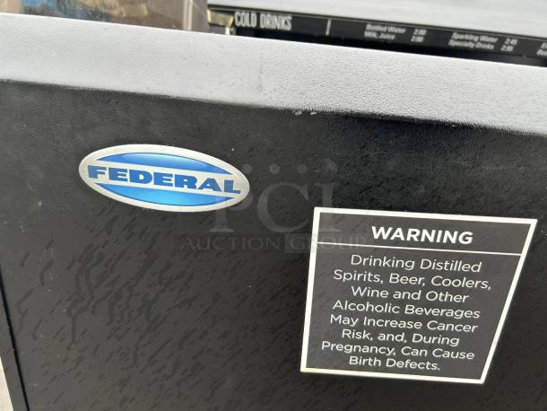 Federal Industries ELPRSS-3 Air Curtain Merchandiser in black, 35", model ELPR22-3. Features Federal badge and warning label.