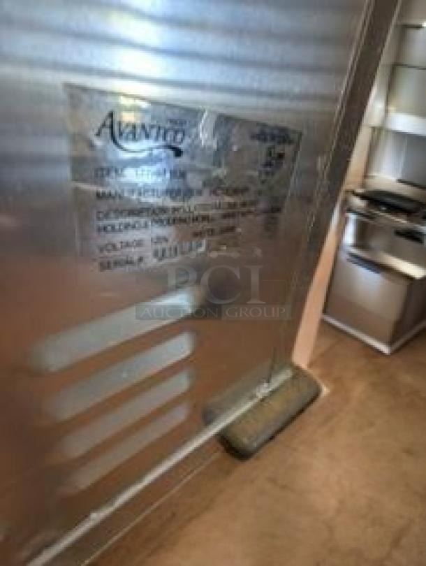 Avantco CFD-1RR commercial refrigerator, single solid door, 115V, outstanding condition, branded label visible.
