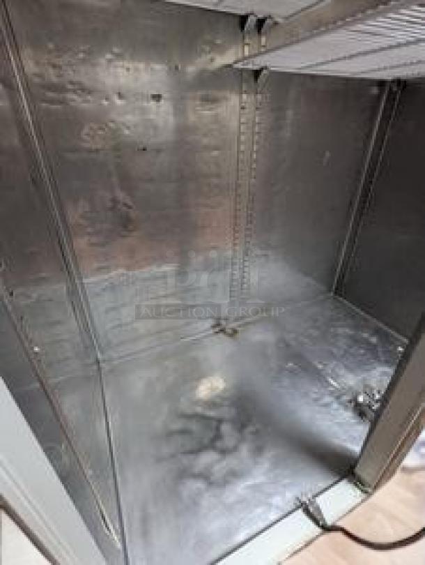 Everest ESR2 49" Reach-In Refrigerator interior, immaculate condition, dual solid doors, top-mounted compressor, 115V.