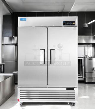 Randell R4S-6 54" double door reach-in refrigerator, top-tier condition, stainless steel, 115V, fully tested, two handles.