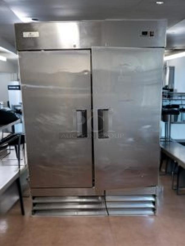 Pristine Icecasa TSS-54F-HC 54" double door reach-in freezer, stainless steel, fully tested, 115V, excellent condition.