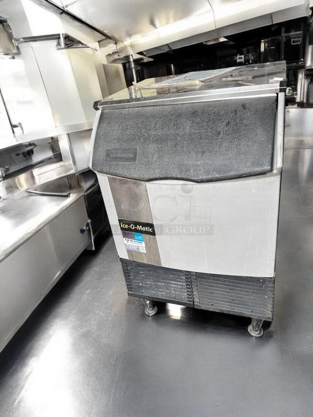 Ice-O-Matic ICEU220HA3 undercounter air-cooled ice machine with storage bin, in outstanding condition, 115V, fully tested.