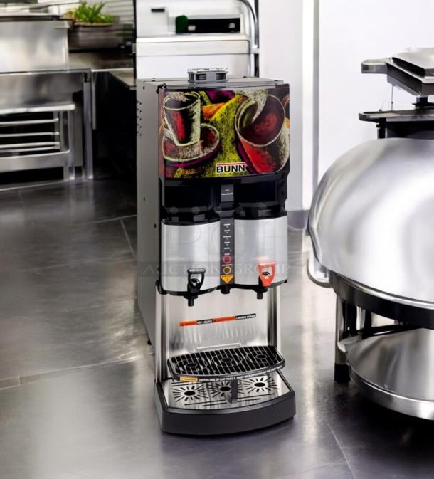 Bunn LCA-2 PC dual flavor coffee/tea dispenser, flawless condition, 120V, fully tested and working, with front branding and controls.