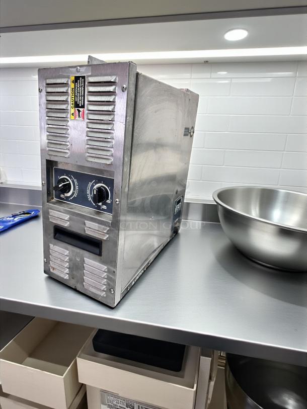 Roundup Commercial Conveyor Toaster, superior condition, with butter wheel attachment, 208V, fully tested and working.