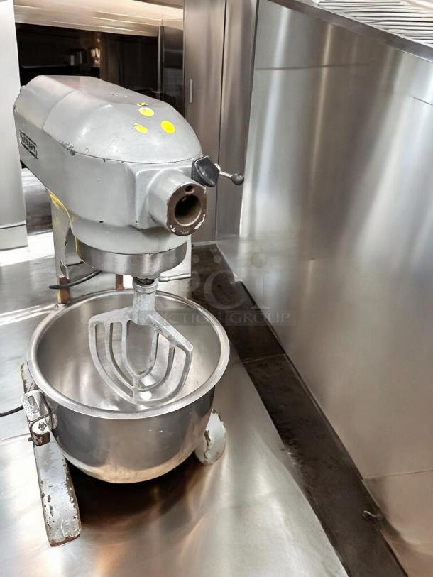 Hobart Planetary Mixer in outstanding condition, 115V, fully tested, bench model. Includes mixing bowl and paddle attachment.