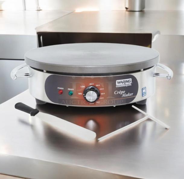 Waring Commercial WSC160 Crepe Maker, superb condition, 120V, fully tested, with temperature controls, ideal for professional use.