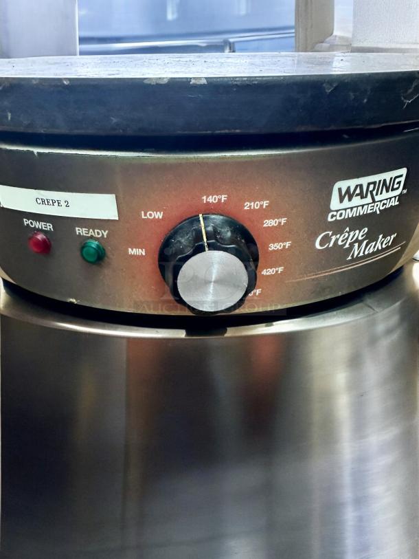 Waring Commercial WSC160 Crepe Maker in superb condition, adjustable temperature, fully tested, stainless steel exterior, 120V.