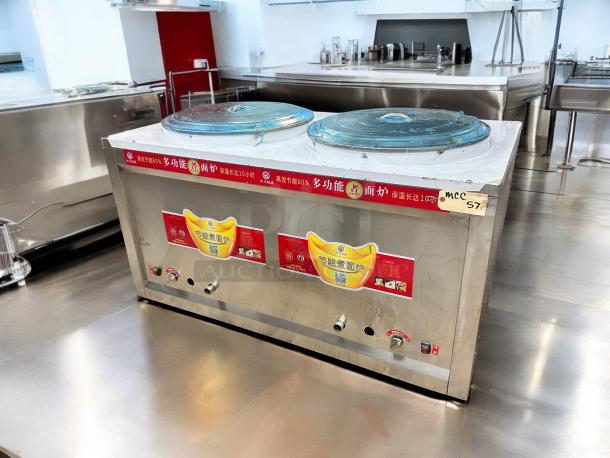 Commercial Dual-Basket Electric Noodle Boiler, 220V, stainless steel, outstanding condition, fully tested, with control panel.