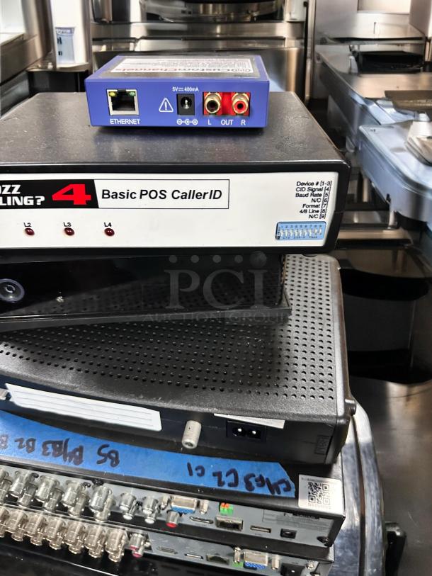 POS Caller ID & DVR System Bundle in outstanding condition, includes basic 4-line Caller ID, video recorders, Ethernet to RCA converter.
