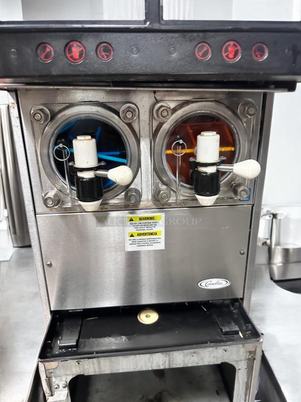Cornelius Viper 2 dual barrel frozen carbonated beverage machine in outstanding condition. Fully tested, 230V, model Viper 2.