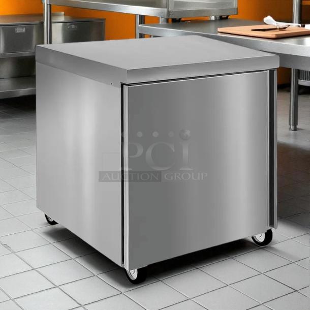 Delfield 407 Undercounter Freezer, excellent condition, single-section, 27"W, stainless steel, 115v, on wheels, tested.