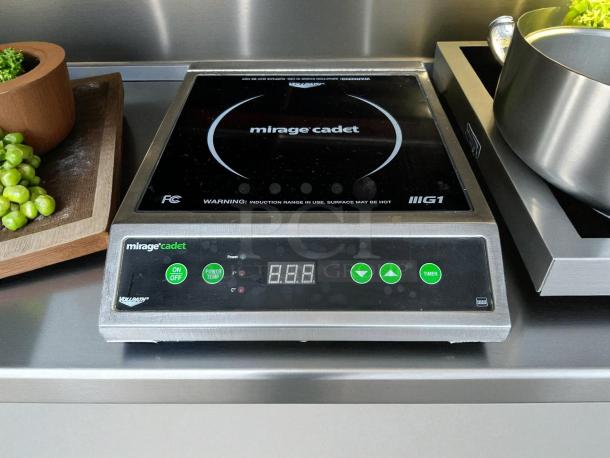 Vollrath 59300 Mirage® Cadet induction range, 1800W, 120V, great condition, operational controls visible, tested working.