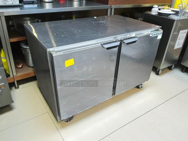Beverage-Air UCR48AHC-23 48" undercounter refrigerator, low profile, stainless steel, tested, working, dual doors.