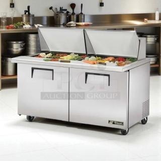 True TSSU-60-24M-B-ST-HC 60" Mega Top Sandwich/Salad Prep Table, stainless steel, refrigerated base, tested, working condition.