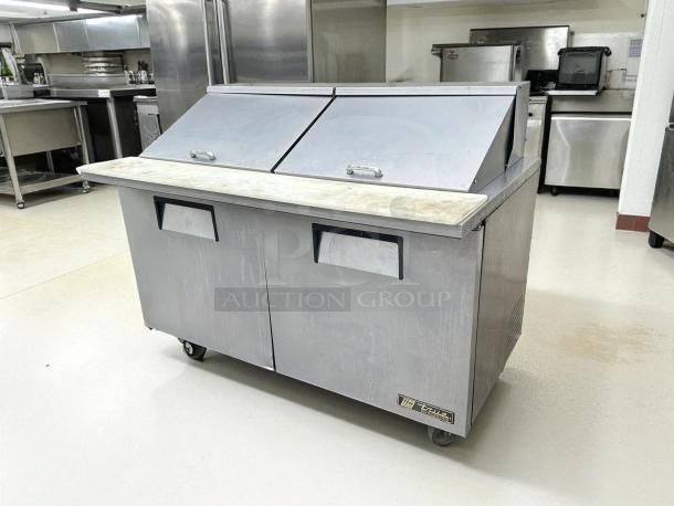 True TSSU-60-24M-B-ST-HC 60" Mega Top Sandwich/Salad Prep Table with refrigerated base, tested, in working condition.