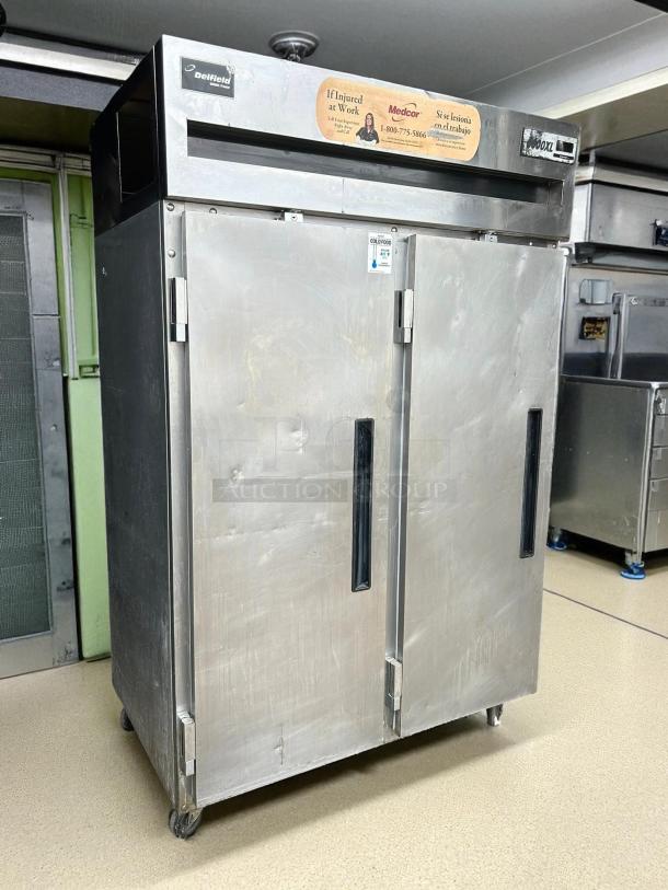 Delfield 6151XL-S 50" two-section full-door reach-in freezer in excellent condition, 115V, tested and working.