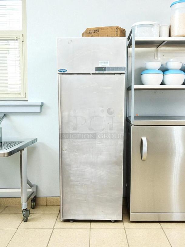 Norlake NF211SMS/0 stainless steel freezer in excellent condition, tested and working, visible brand tag, single door.