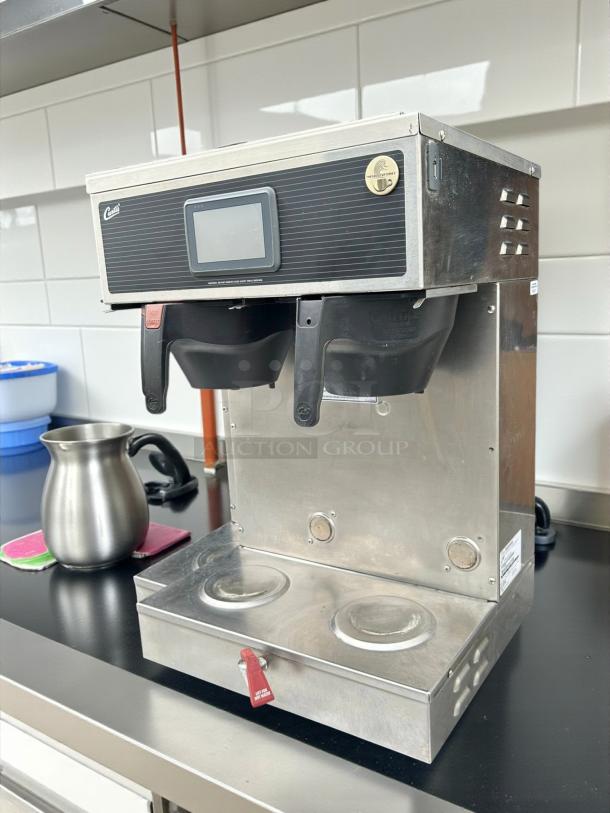 Curtis G4GEMT10A1525 18" Coffee Brewer, twin 1.5-gallon, excellent condition, tested and working, shown on countertop.