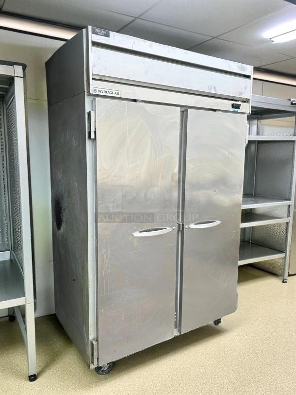 Beverage-Air HF2HC-1S 52" Horizon Series freezer, two solid doors, tested working, 115v, visible surface marks.