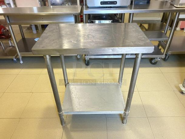 GSW 30" x 18" stainless steel worktop table in great condition, featuring a lower shelf for extra storage.