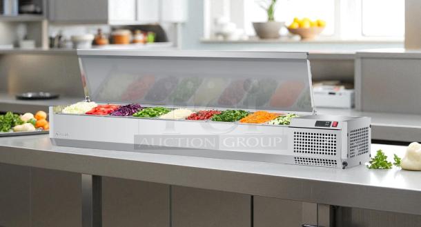 Turbo Air CTST-1800-13-N 71" refrigerated countertop prep rail in like-new condition, tested and working.