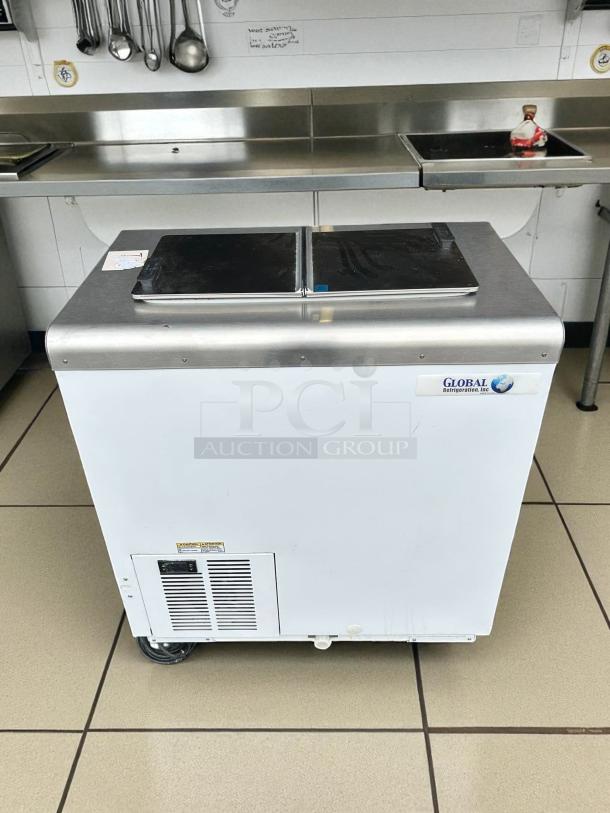 Global Refrigeration 30" Ice Cream Chest Cabinet, excellent condition, tested and working, with visible branding and labels.