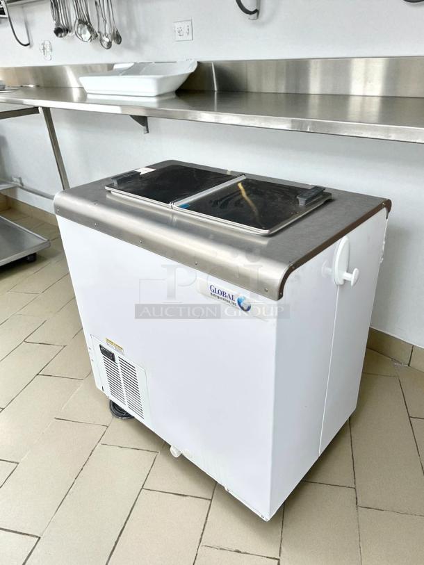 Global Refrigeration 30" Ice Cream Chest Cabinet in excellent condition, tested and working, branded logo visible.