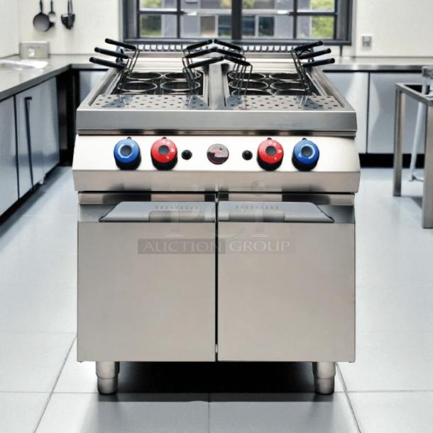 Rosito Bisani CPG1 12 Gallon Pasta Cooker, high BTU, dual burners, stainless steel, excellent condition, tested and working.