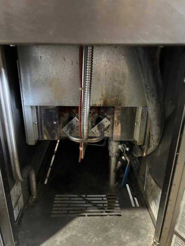 Rosito Bisani CPG1 12 Gallon Pasta Cooker, gas dual burners, tested and working, shows internal metal components and pipes.