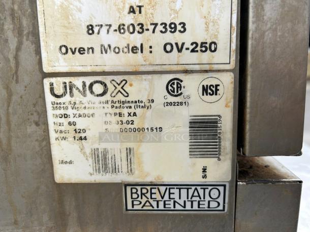 Cadco XA006 Commercial Convection Oven, excellent condition, tested and working, labels show model details and certifications.