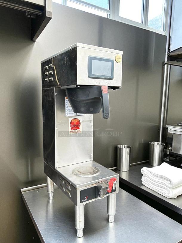 Curtis G4GEMS63A1000 9-Inch Automatic Coffee Brewer in stainless steel, tested and working condition, with 1-1/2 gallon capacity.