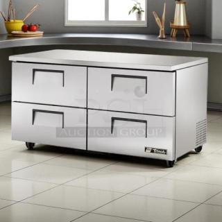 True TUC-60D-4-HC undercounter refrigerator with four drawers, stainless steel, tested and working, in excellent condition.