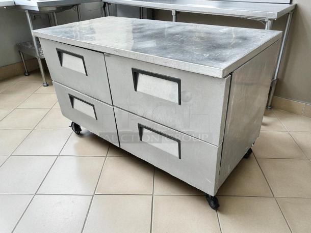 True TUC-60D-4-HC undercounter refrigerator, 60 3/8", four-drawer, stainless steel, tested, working condition.