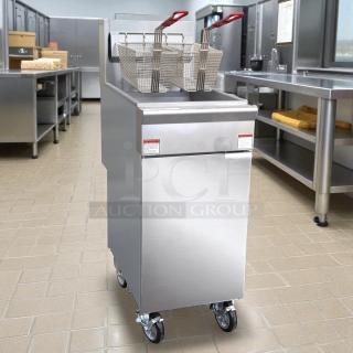 Brand New!!! - Black Diamond BDGF-ES35/NG Gas Fryer - (1) 35 lb Vat, Floor Model, Natural Gas - BRAND NEW IN CRATE! - Item #1212062