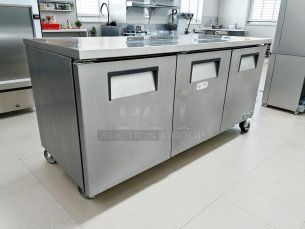 True TWT-72-HC ADA 72" worktop refrigerator, three sections, stainless steel, excellent condition, tested and working.