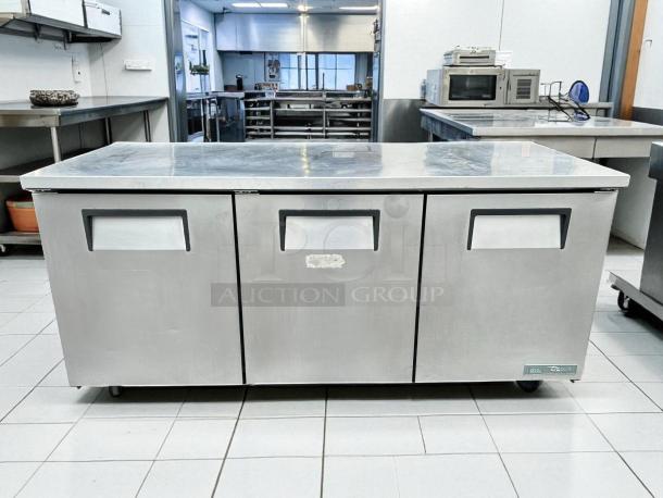 True TWT-72-HC ADA 72" worktop refrigerator, stainless steel, three sections, excellent condition, tested and working.
