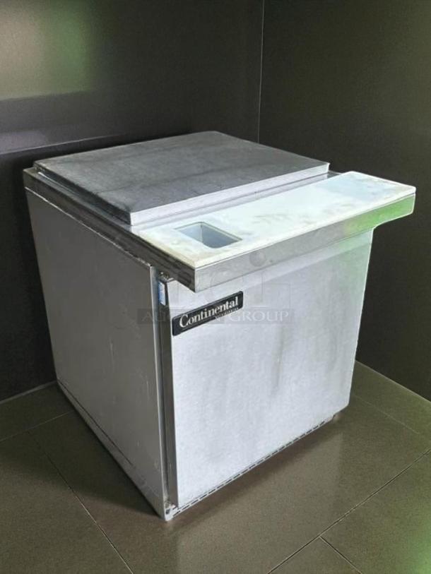 Continental SW27-12M sandwich prep unit, 27" width, 7.4 cu ft, tested and working, stainless steel, frontal view.