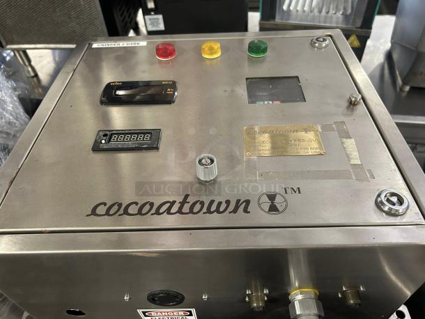 CocoaTown ALPHA100 Series ECGC-65E Commercial Chocolate Grinder in perfect condition, with control panel and branding visible.