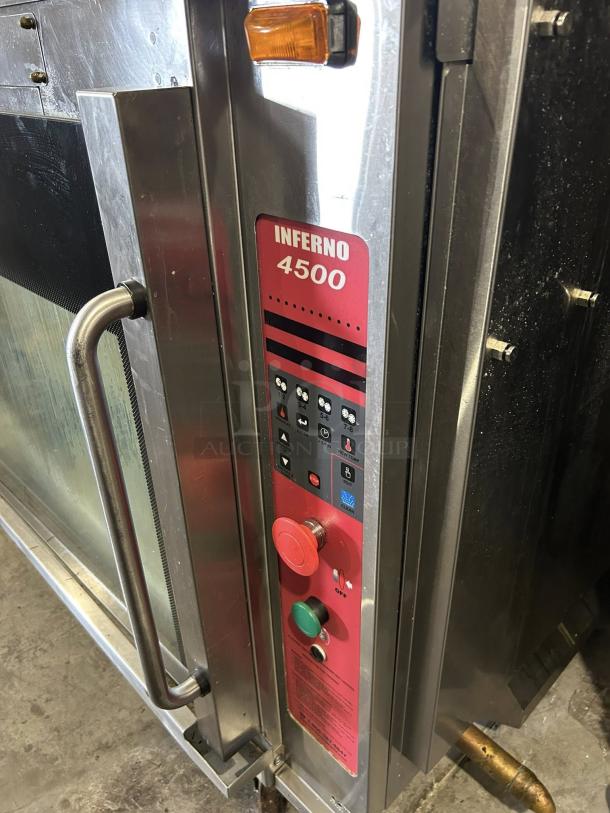 Hardt Inferno 4500 rotisserie oven in excellent condition, natural gas, tested and working, stainless steel with control panel.