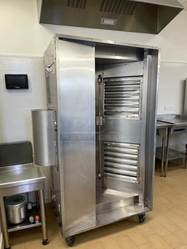 Giles 72" food service equipment restaurant hood with exhaust system, stainless steel, tested, working condition.