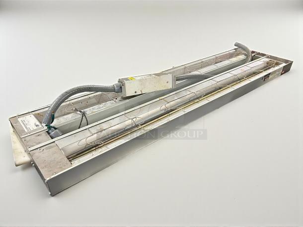 Hatco GRAH-60D Glo-Ray 60" aluminum infrared warmer, dual high wattage, 6" spacer, toggle controls, 120V, 2,800W, tested.