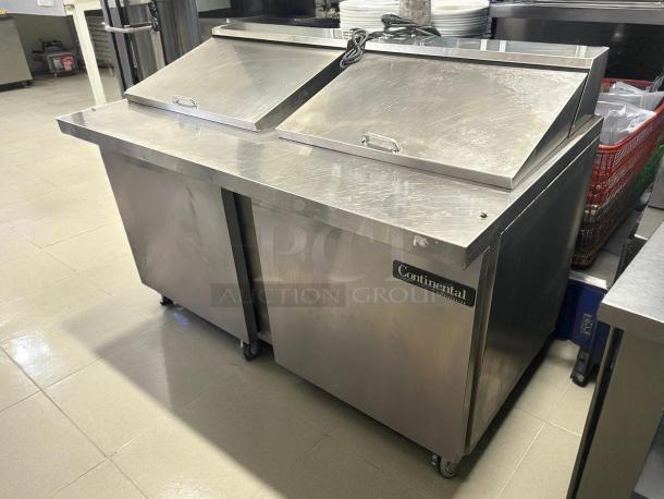 Continental DL60-24M Mighty Top Sandwich Prep Unit, 60" stainless steel, 17 cu ft, excellent condition, tested and working.