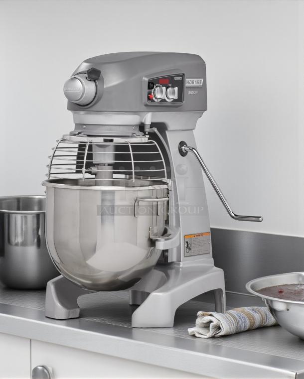 Hobart HL200-1 Legacy+ 20 qt planetary mixer, bench model, 1/2 hp, stainless steel bowl, tested and working, excellent condition.