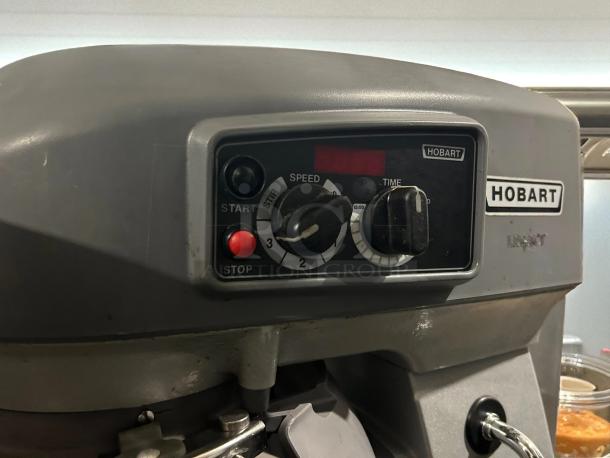 Hobart HL200-1 Legacy+ 20 qt planetary mixer, bench model, tested working, features control panel, labels visible.