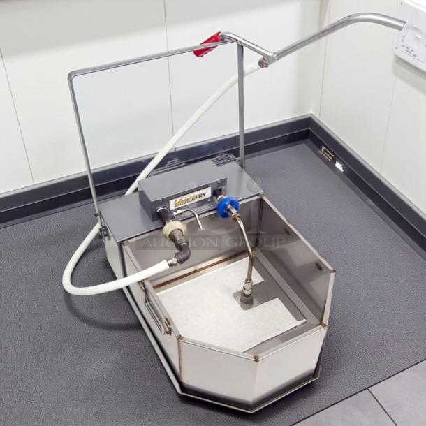 Anets FFM80 80 lb commercial fryer filter in excellent condition. Features gravity operation, 120v, tested and working.
