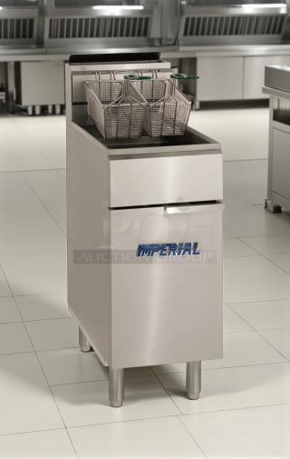 Great Condition - Imperial IFS-40 40lb Gas Floor Model Deep Fat Fryer - 105,000btu - Tested and Working! - Item #1212165