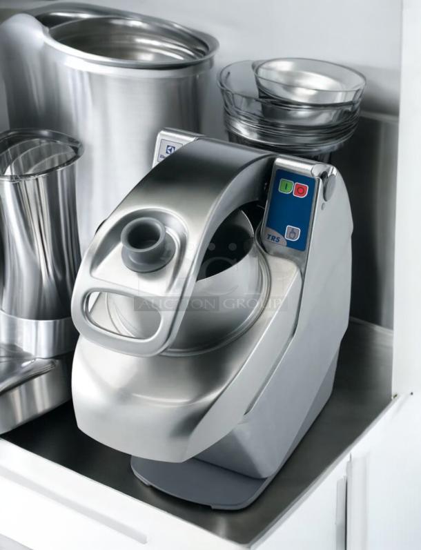 Electrolux TRS24NU food processor in outstanding condition, 120V, continuous feed, fully tested, sleek design, metal finish.