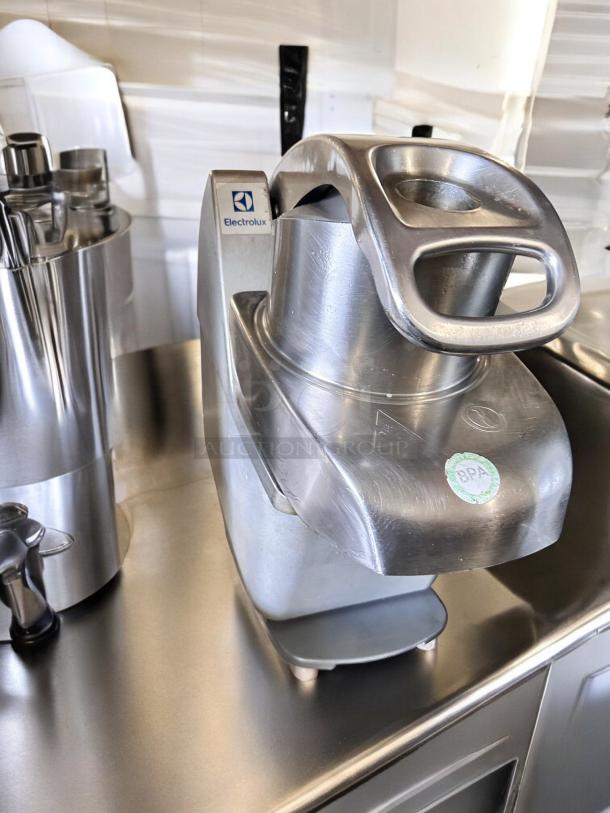 Electrolux Professional TRS24NU continuous feed food processor, outstanding condition, 120V, tested and working, BPA-free label visible.