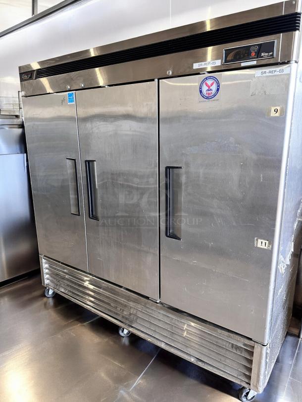 Turbo Air TSR-72SD 3-Door Deluxe Reach-In Refrigerator, stainless steel, excellent condition, fully tested, 115V.