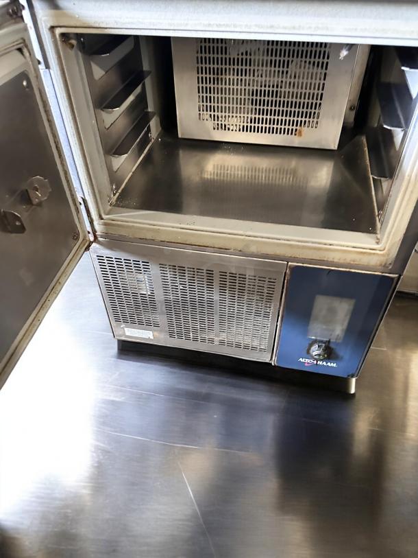Alto-Shaam QC3-3 rapid chill blast chiller/freezer in superb condition, open door view, stainless interior, 115V.